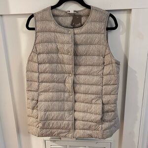 J. Jill Herringbone Quilted puffer herringbone Vest - Tan